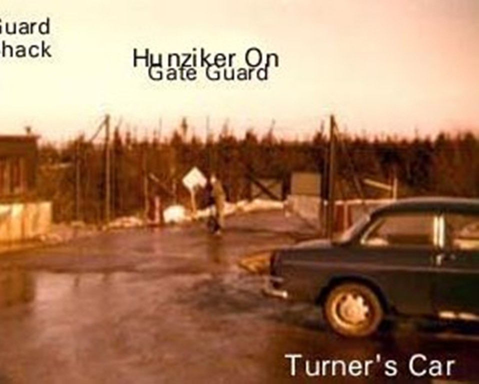 Hunsucker on guard duty and Turner's car